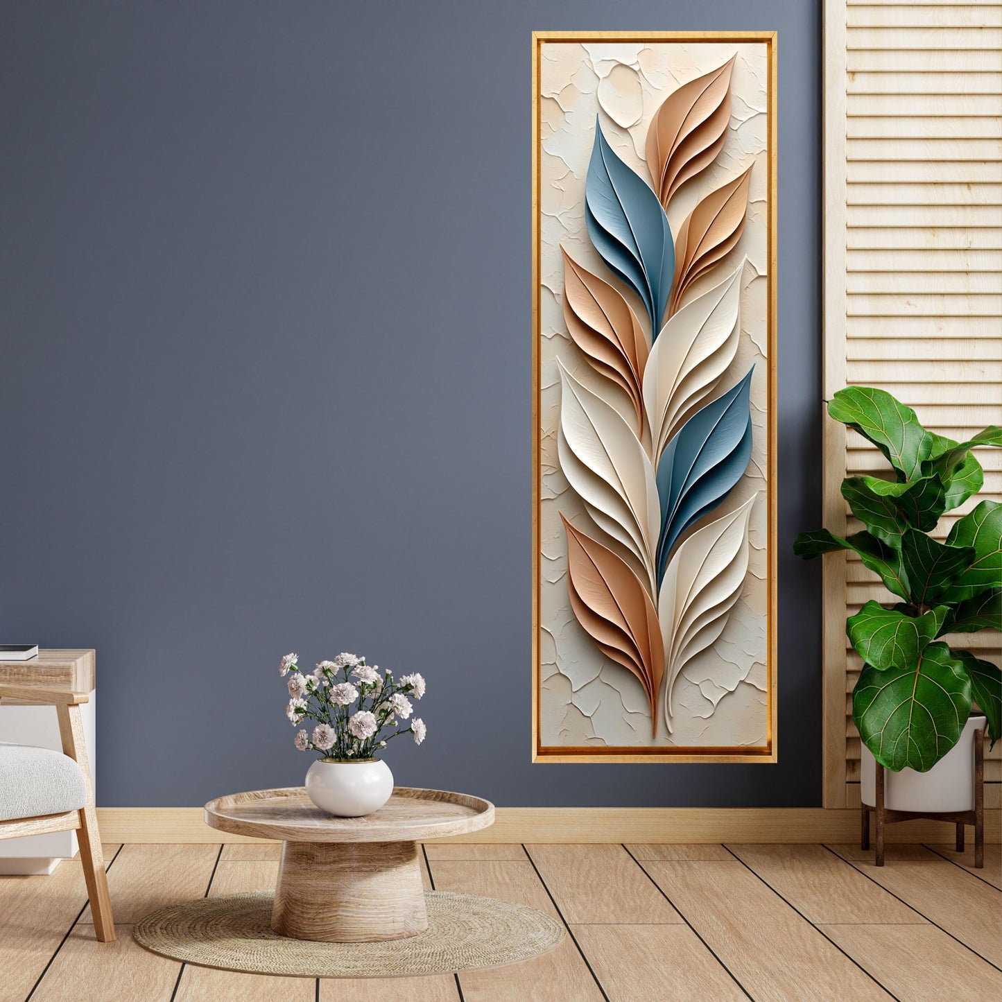 Long Narrow Canvas Wall Art Vertical Nature Print Tall Modern sun Tree or Mountain Wall Decor for Hallway,Entryway Small Space Styling Print