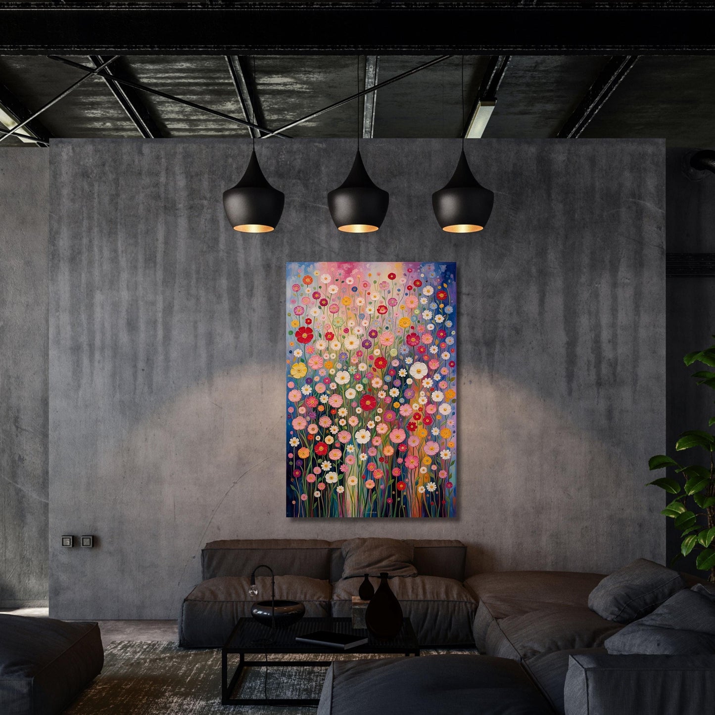 Gustav Klimt Vertical Floral Wall Art,Flower Garden Canvas Print, Mid Century Botanical Art, Klimt Museum Poster, Art Nouveau Decor Gift art
