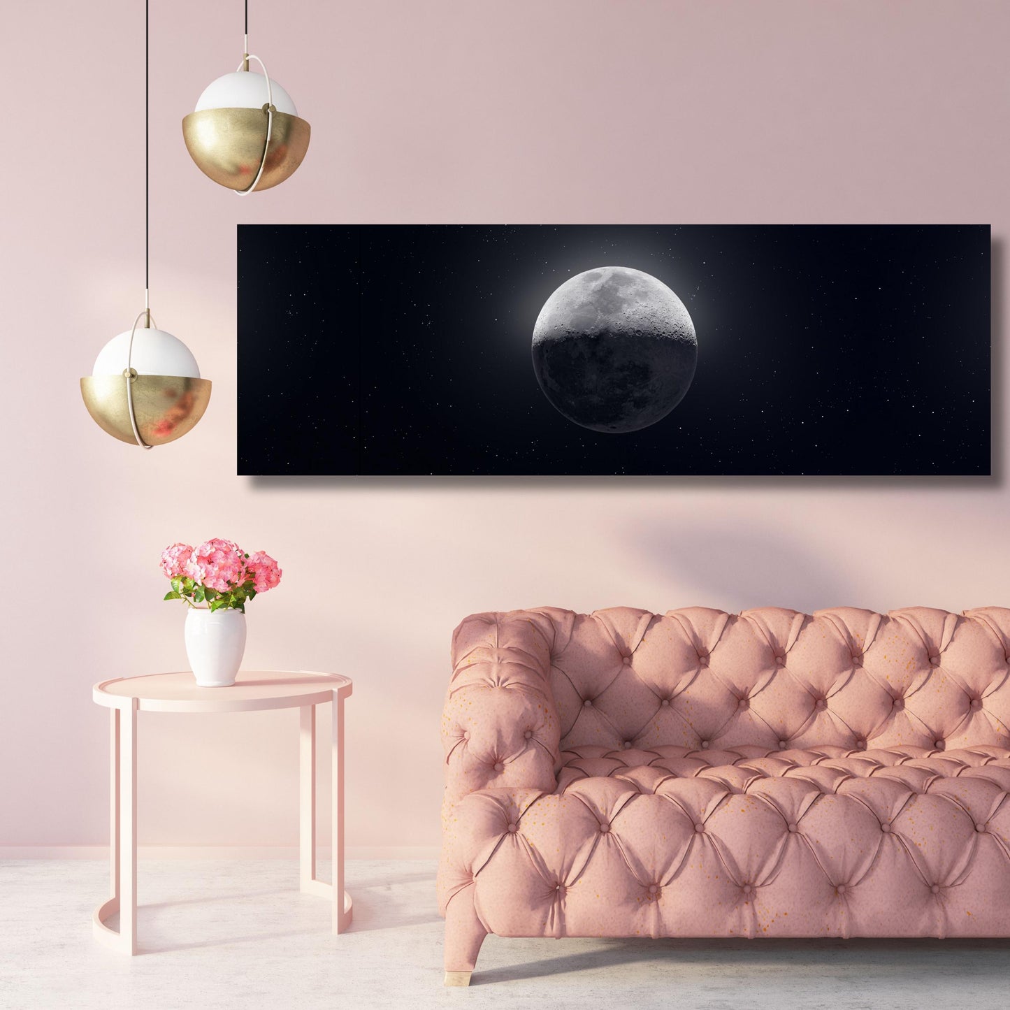 Panoramic Moon Canvas Art: NASA Full Moon Poster, Space Print