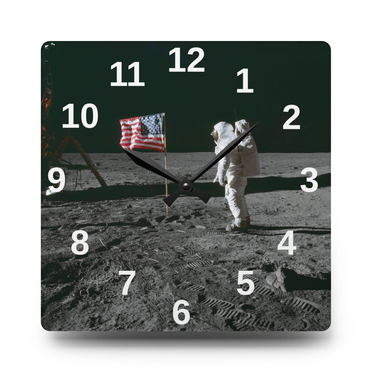 Moon Landing Astronaut acrylic wall clock | Lunar NASA space decor