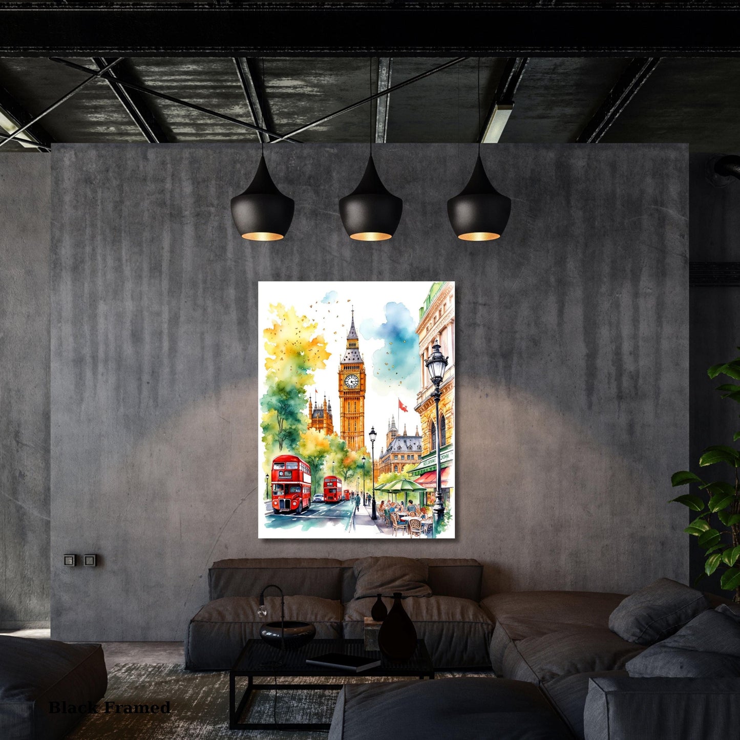 Big Ben Watercolor Canvas Print, London Cityscape Wall Art