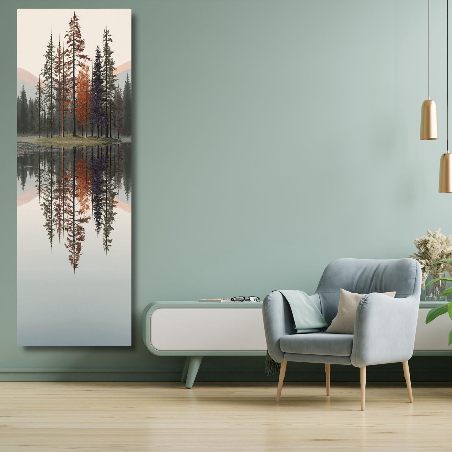 Long Narrow Wall Art,Smoky Mountains Painting, Spring Flowers Canvas, Landscape Wall Art Print, Nature Home Decor, Mountain Wall Hangings