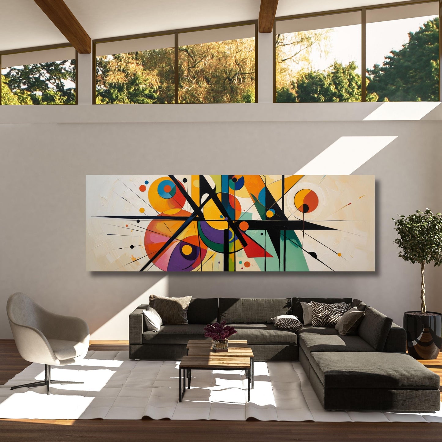 Kandinsky Style Geometric Canvas Art, Gallery Exhibition Print