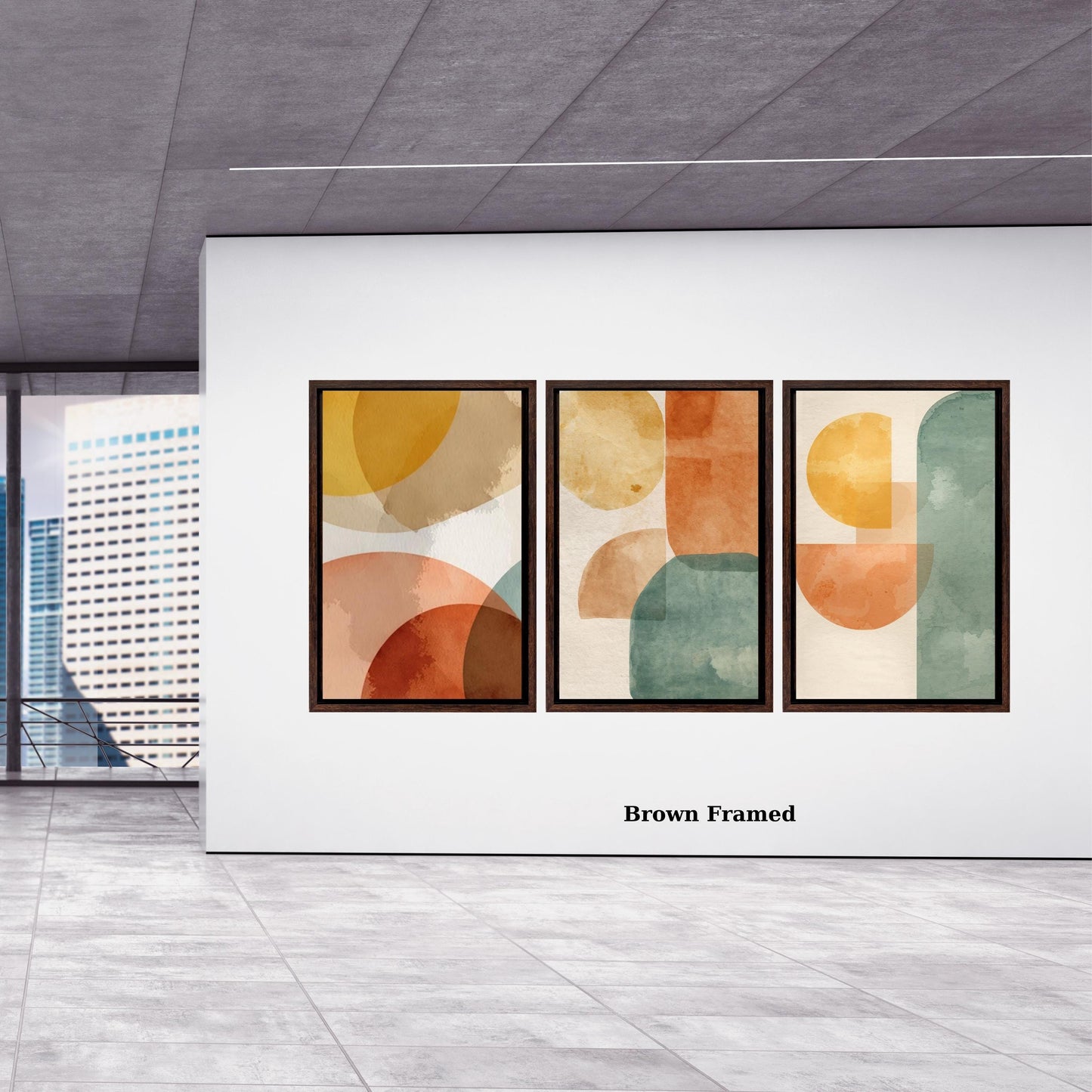 Set of 3 Mid Century Abstract Wall Art,Minimal Geometric Canvas Print,Neutral Boho Shapes,Large Color Block Arch Decor,Modern Wall Hangings