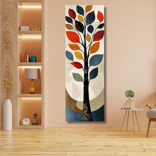 Long Narrow Canvas Wall Art Vertical Nature Print Tall Modern sun Tree or Mountain Wall Decor for Hallway,Entryway Small Space Styling Print