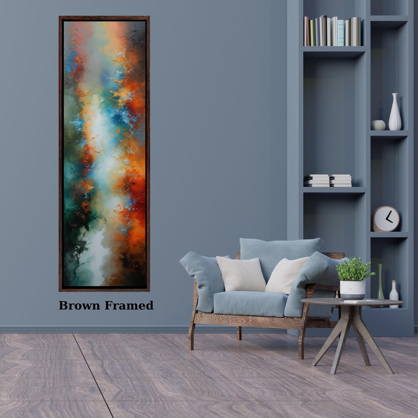 Long Narrow Canvas Wall Art Vertical Nature Print Tall Modern Abstract Waves Wall Decor for Hallway,Entryway Small Space Abstract Styling
