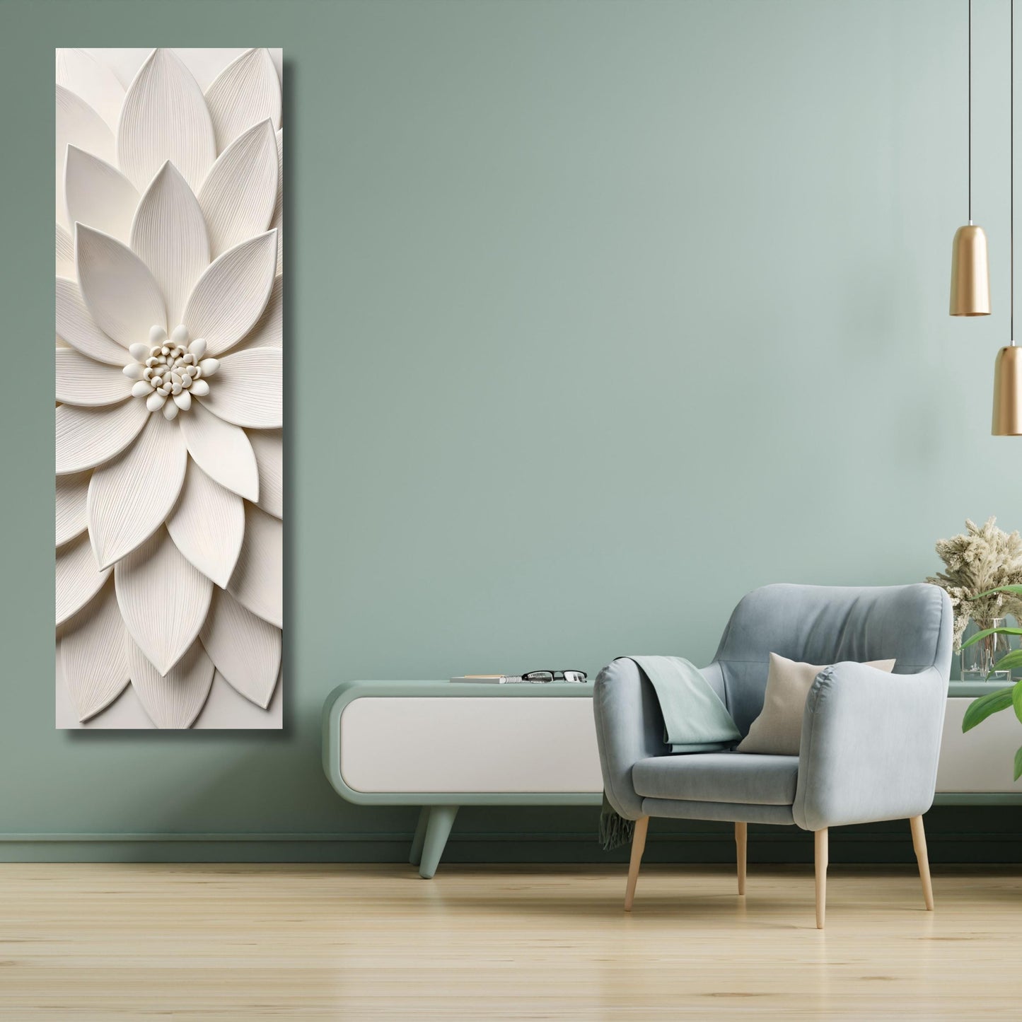 Long Narrow Canvas Wall Art Vertical Nature Print Tall Modern Tree or Mountain Wall Decor for Hallway, Entryway or Small Space Styling Print