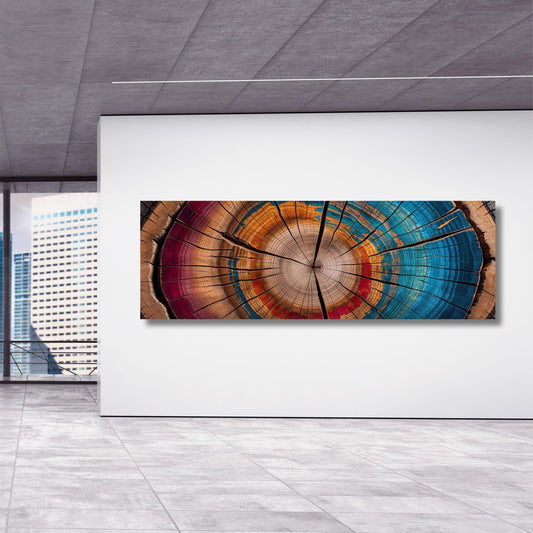 Panoramic Tree Rings Canvas Wall Art Elegant Natural Wall Art Great Design Solution for Echo Tree Ring Print of stump, Tree ring Canvas art