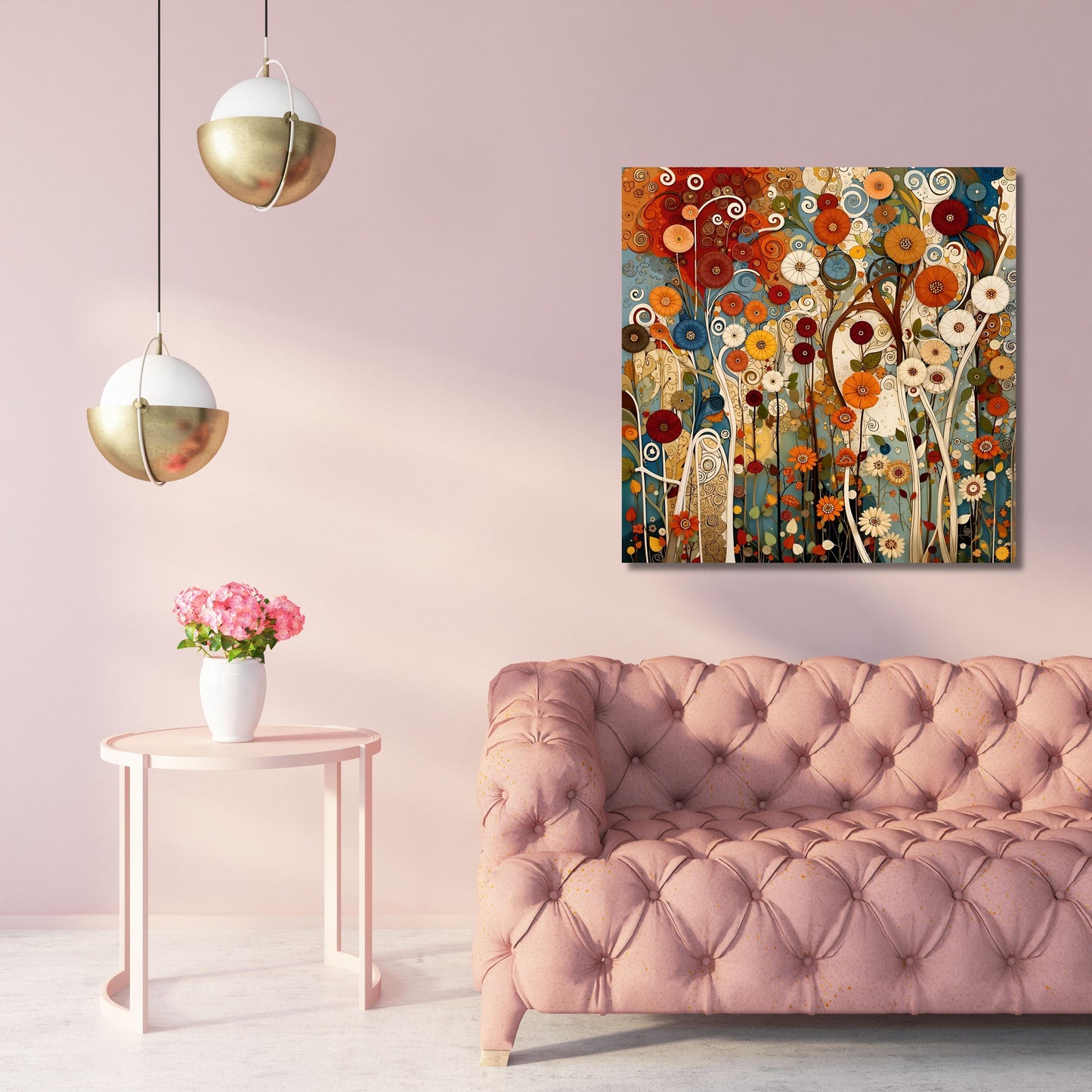 Flowers in the Garden by Gustav Klimt Canvas or Poster Print Famous Floral Painting Art Nouveau Exhibition Style Wall Art for Home Decor art