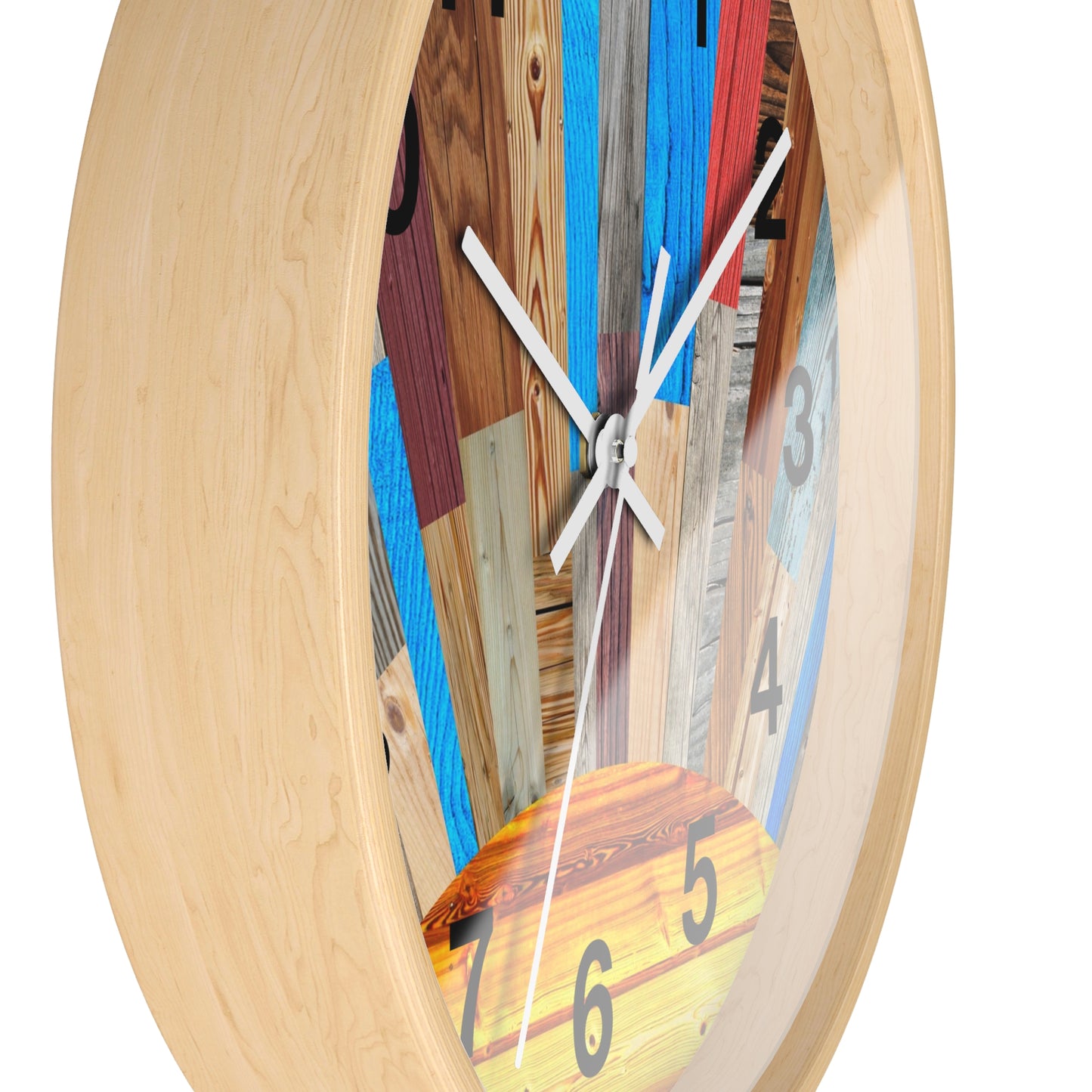 Sunrise Wood Planks Wall Clock | Colorful Rustic Sunburst