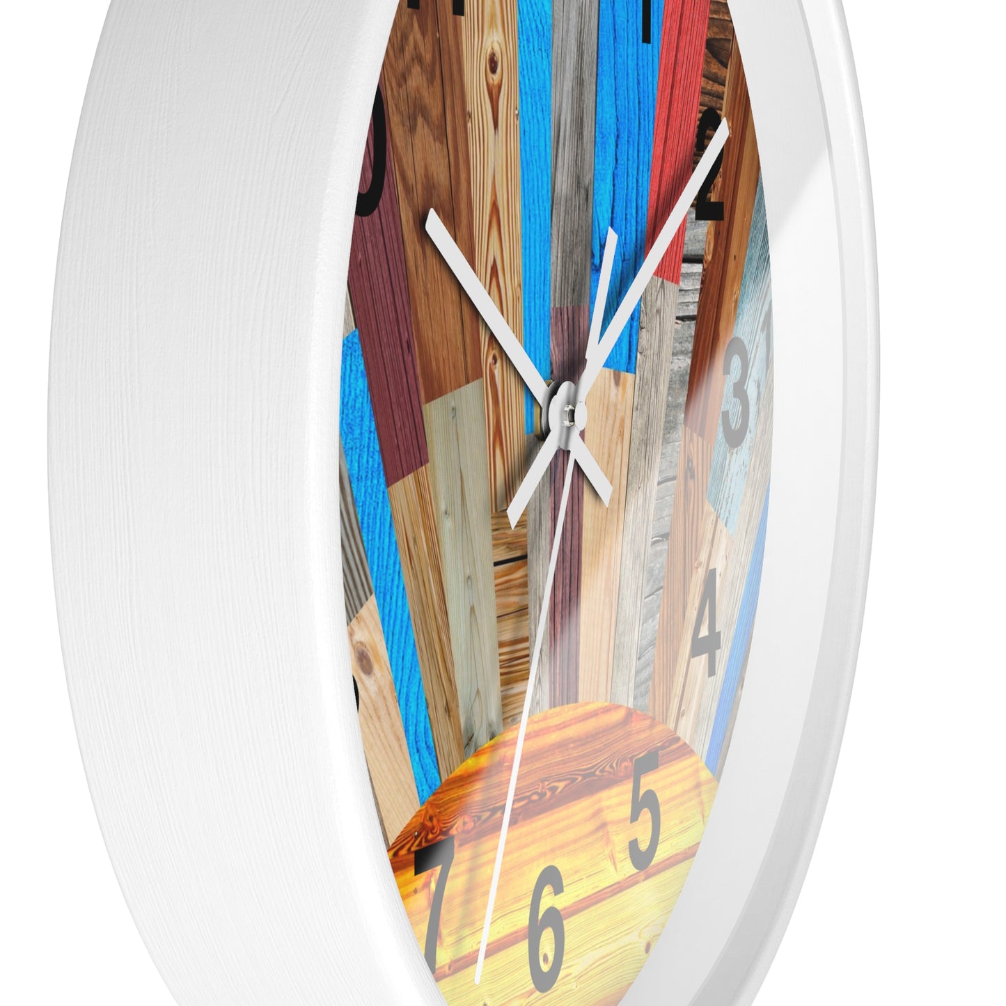 Sunrise Wood Planks Wall Clock | Colorful Rustic Sunburst