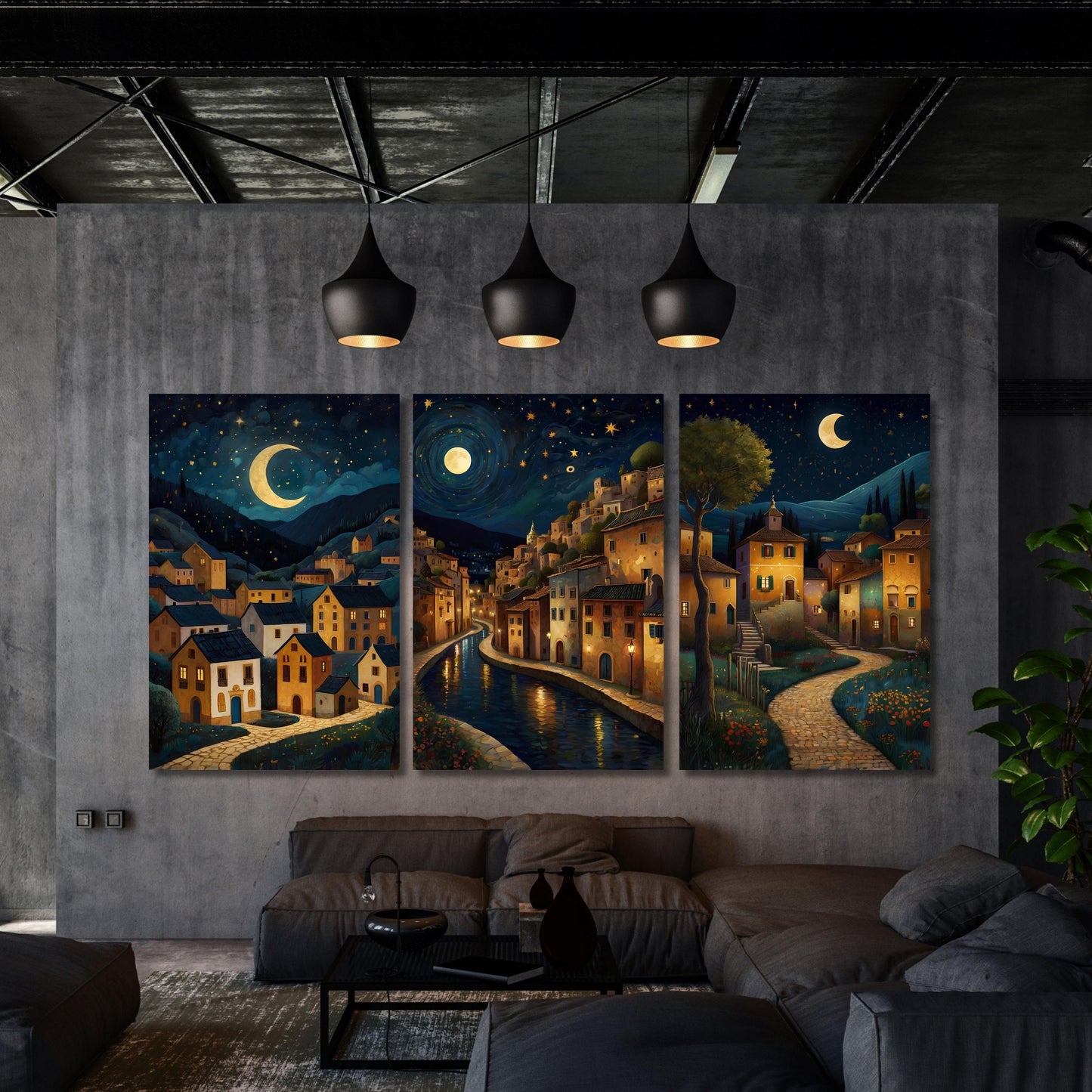 Set of 3 Gustav Klimt Canvas,Kirche in Cassone Art, Houses in unterach Prints,Gustav Klimt Nouveau Prints,Klimt Exhibition Art Ready To Hang