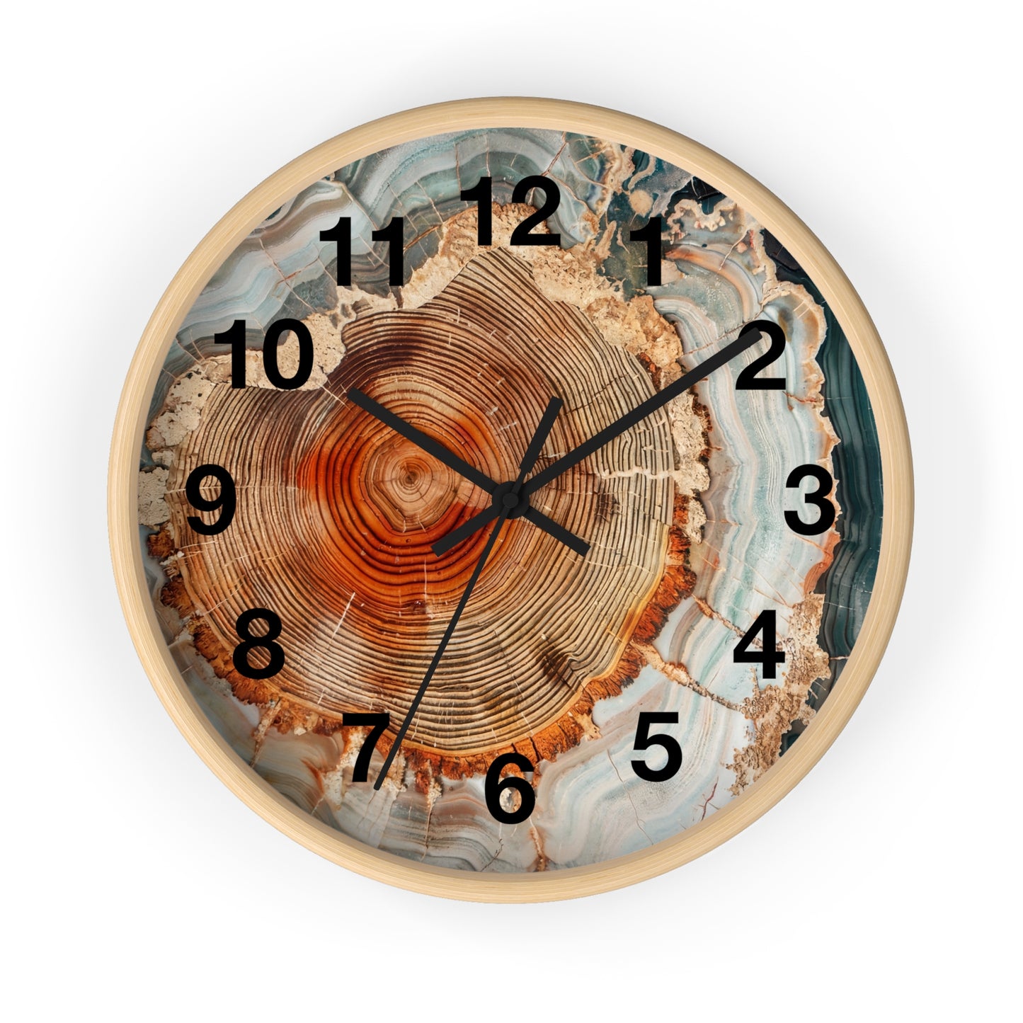 Agate Slice Tree Ring Wall Clock | Wood Grain Geode Home Decor