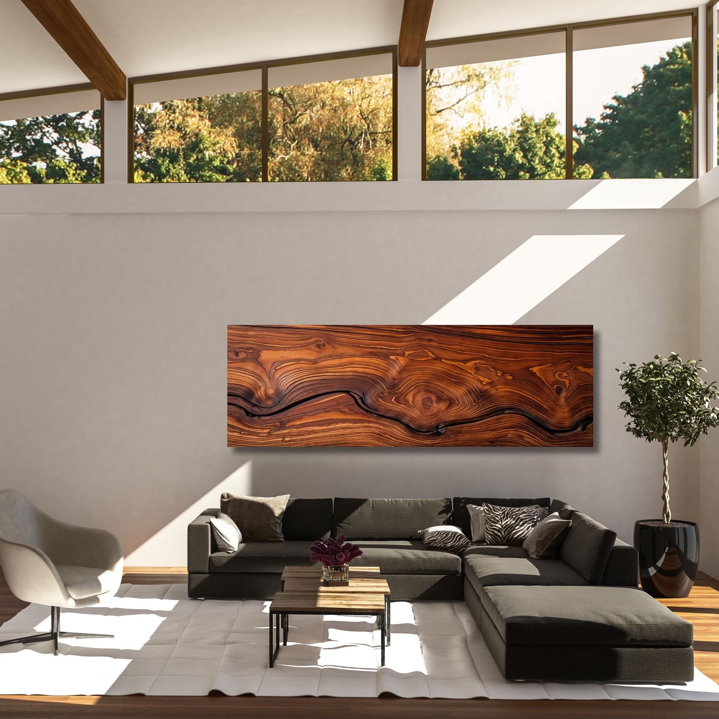 Panoramic Tree Rings Canvas Wall Art Elegant Natural Wall Art Great Design Solution for Echo Tree Ring Print of stump, Tree ring Canvas art