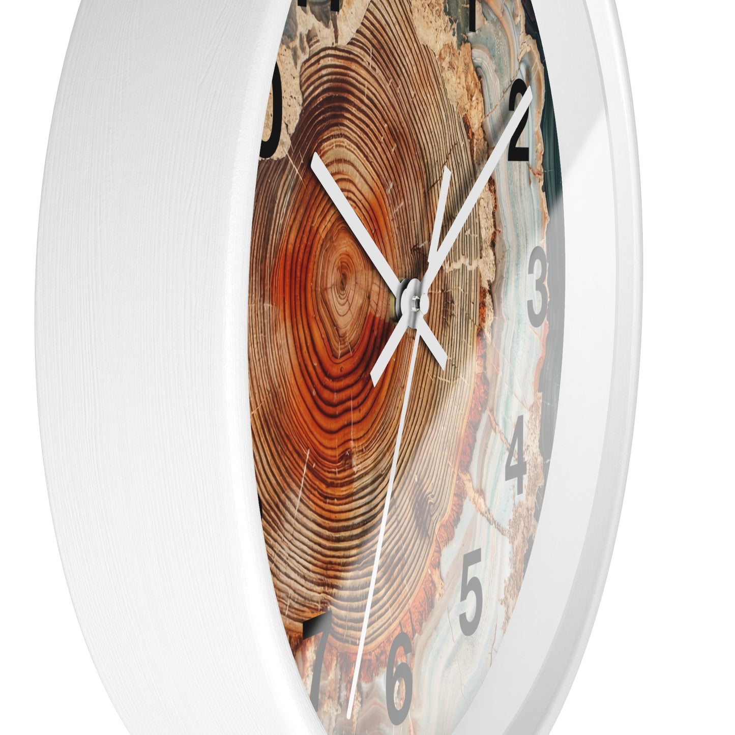 Agate Slice Tree Ring Wall Clock | Wood Grain Geode Home Decor