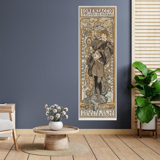 Alphonse Mucha Lorenzaccio Canvas Art, Vintage Art Nouveau Wall Decor, Sarah Bernhardt Theatre Poster Print, Classic Mucha Masterpiece