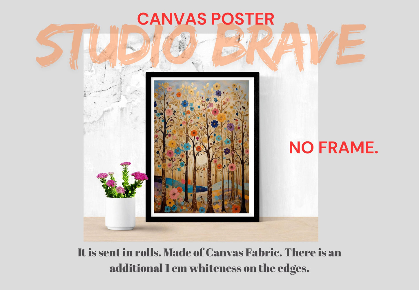 Klimt Style Cat Canvas Wall Art – Golden Art Nouveau Animal Decor Print