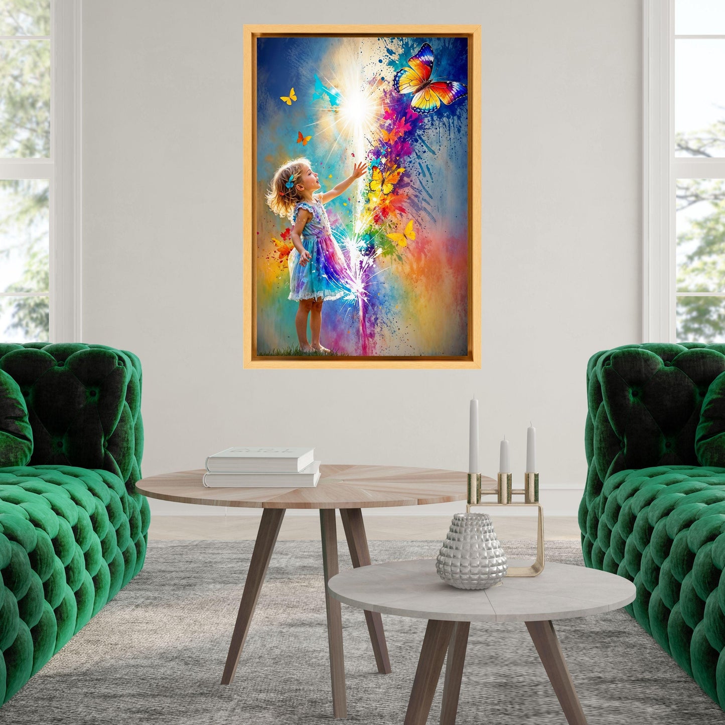 Colorful Butterfly Girl Canvas Art: Banksy Graffiti Style