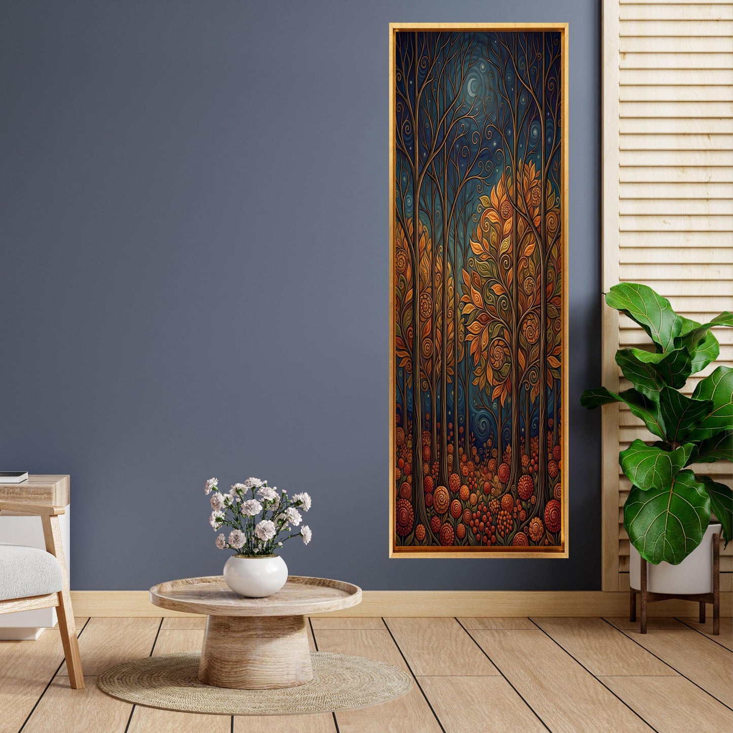 Long Narrow Canvas Wall Art Vertical Nature Print Tall Modern sun Tree or Mountain Wall Decor for Hallway,Entryway Small Space Styling Print