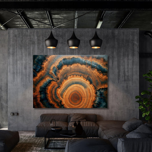 Abstract Tree Ring Canvas Art: Wood Texture Wall Decor