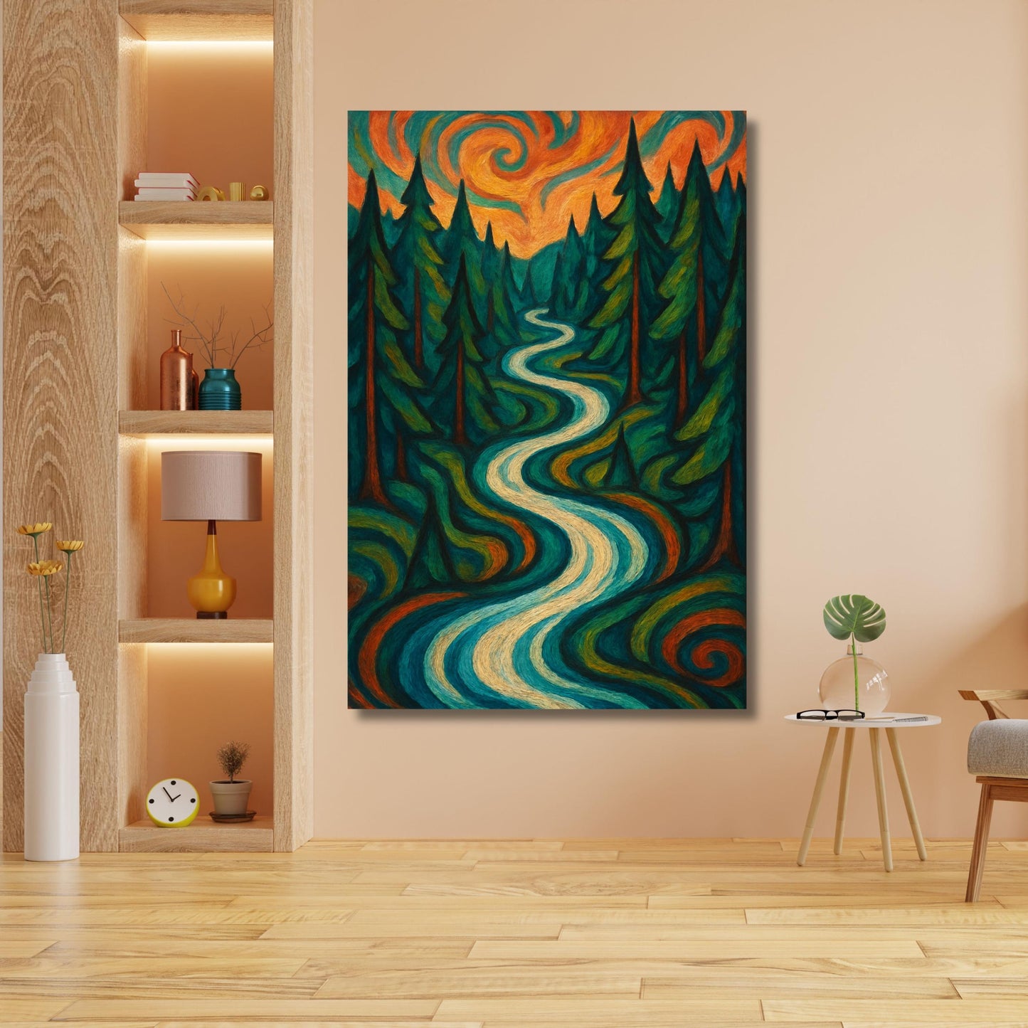 Mountain Long Narrow Canvas Wall Art, Tall and Thin Canvas wall art, Sun and Tree wall art Nature Wall Art Vertical Wall Art modern Wall Art