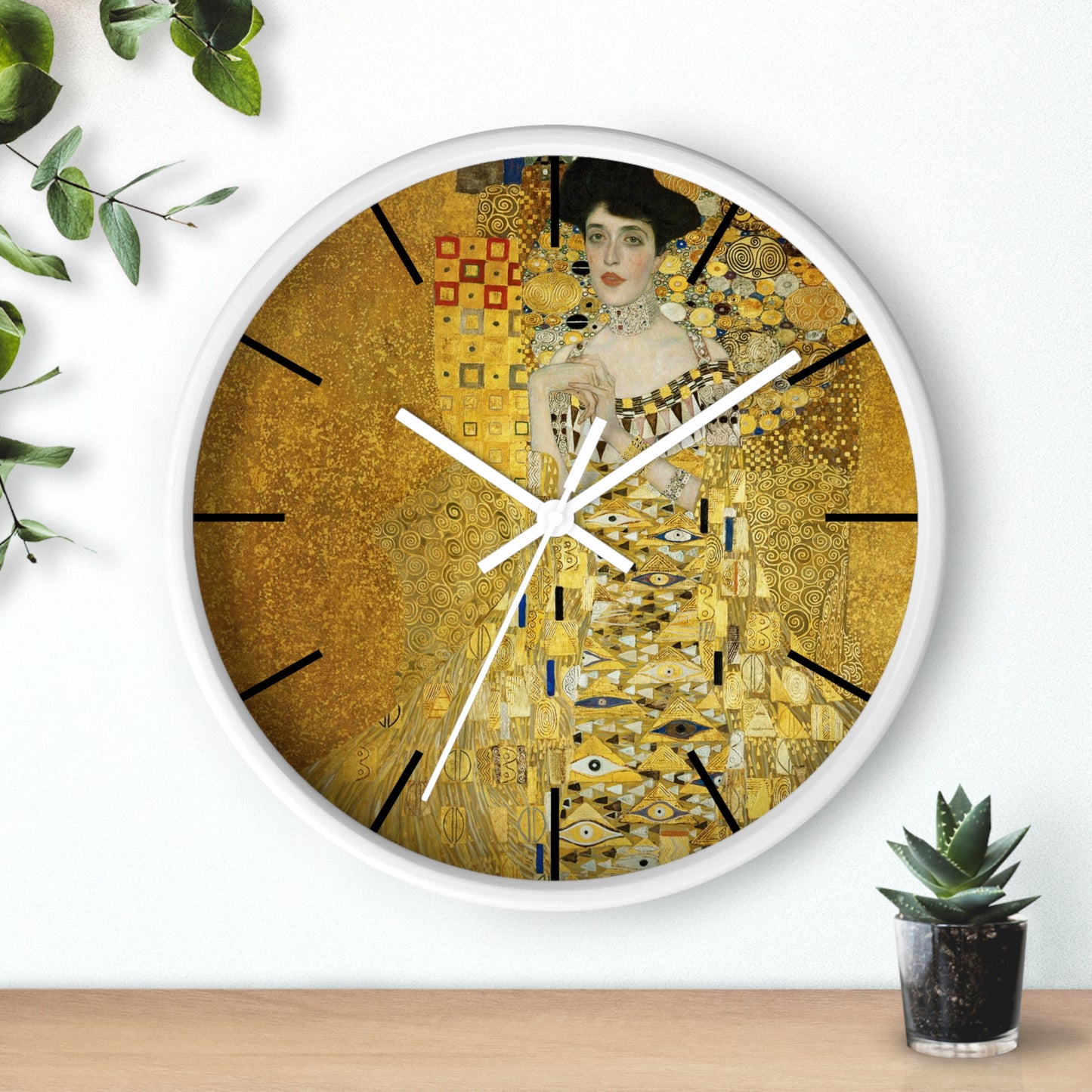 Gustav Klimt Portrait of Adele Bloch-Bauer Wall Clock | Golden Art Clock