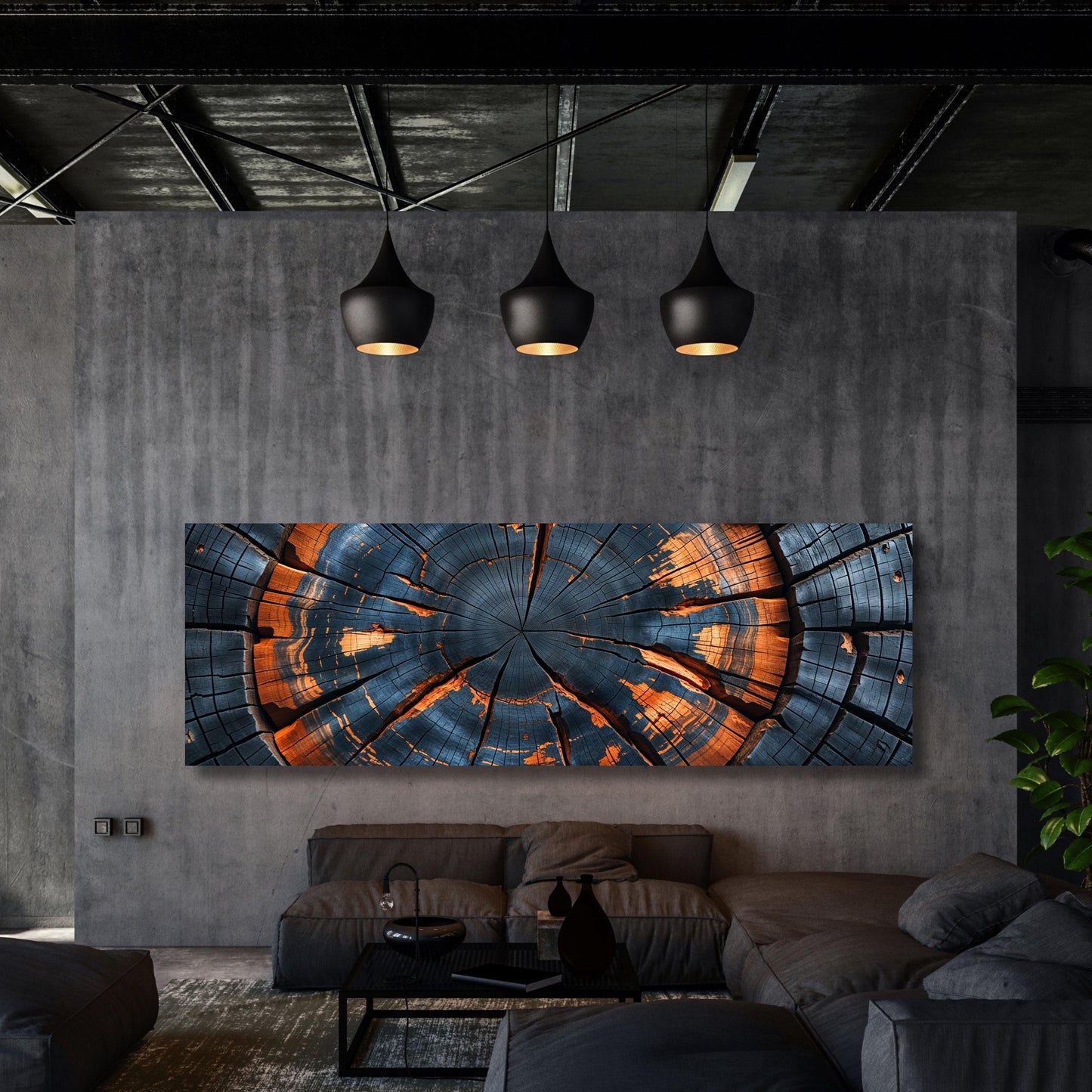 Panoramic Tree Rings Canvas Wall Art Elegant Natural Wall Art Great Design Solution for Echo Tree Ring Print of stump, Tree ring Canvas art
