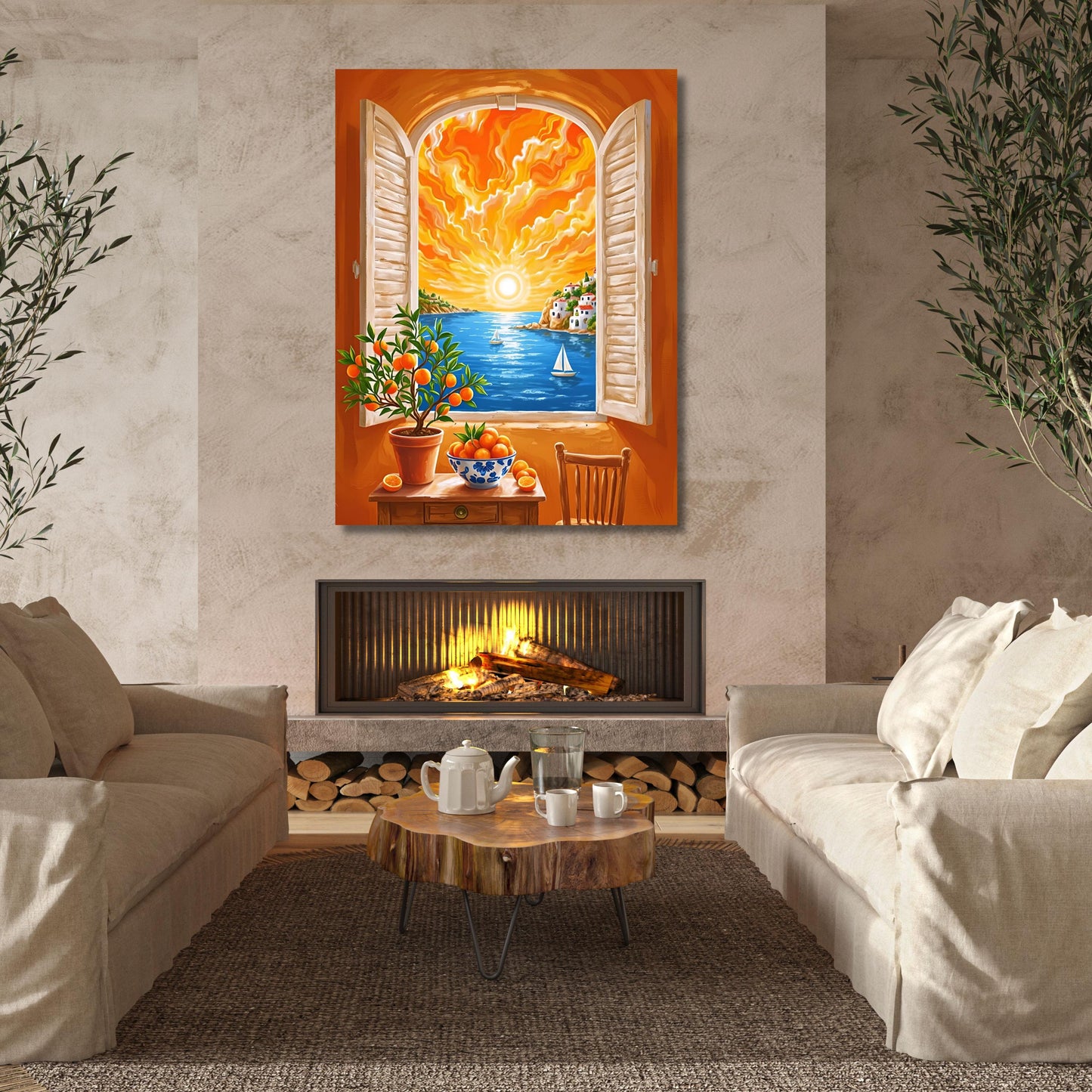 Sun Through Window Canvas Matisse Style, Bold Abstract Wall Art, Vibrant Yellow Print for Living Room, Modern Office Art Lover Gift Decor