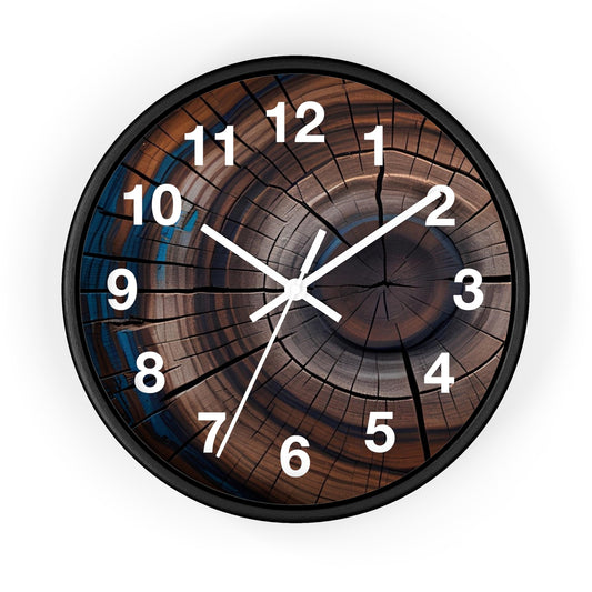 Wood Grain Target Clock wall clock | Rustic Tree Ring Design, Modern Numerals