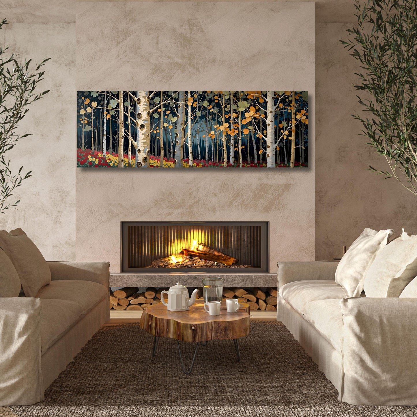 Klimt Style Birch Tree Canvas Wall Art: Yggdrasil Celtic Decor