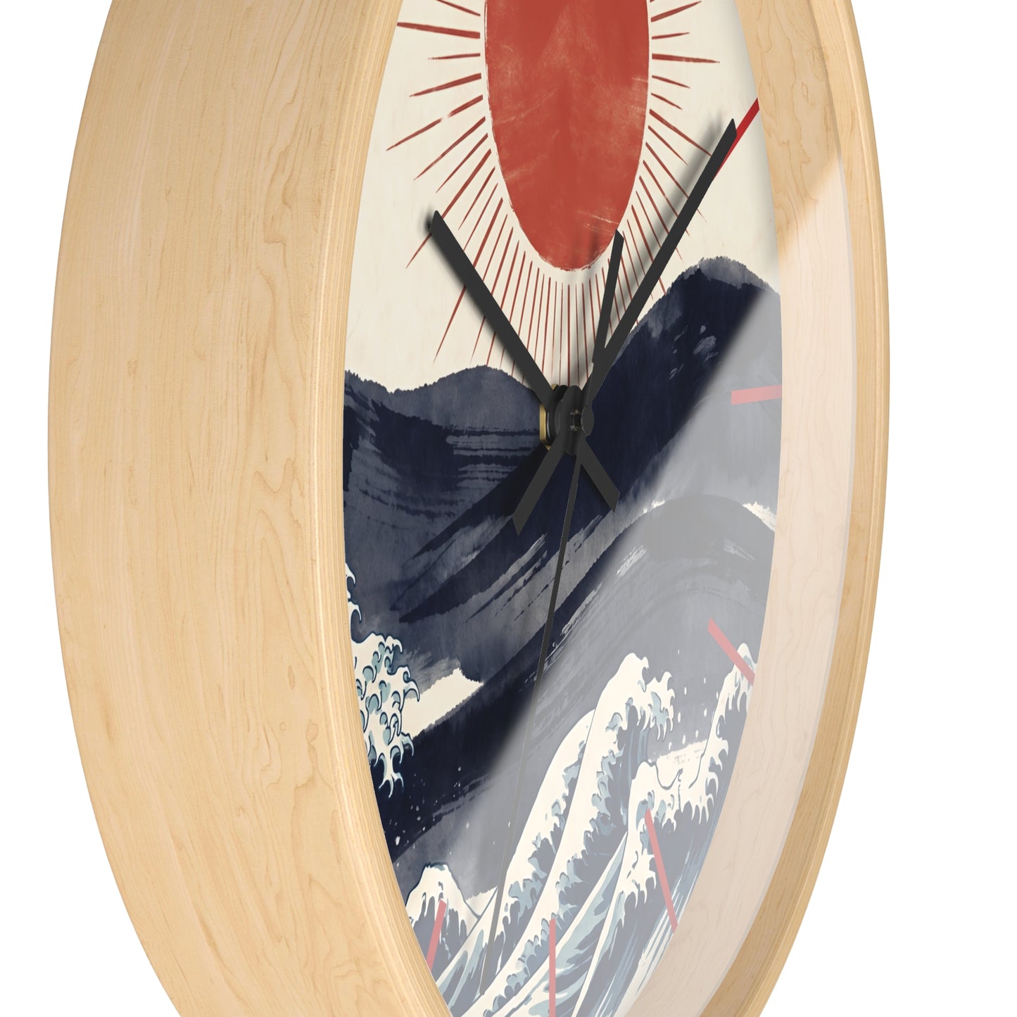 Japanese Wave Sunrise Wall Clock | Coastal Zen Ocean Art Clock