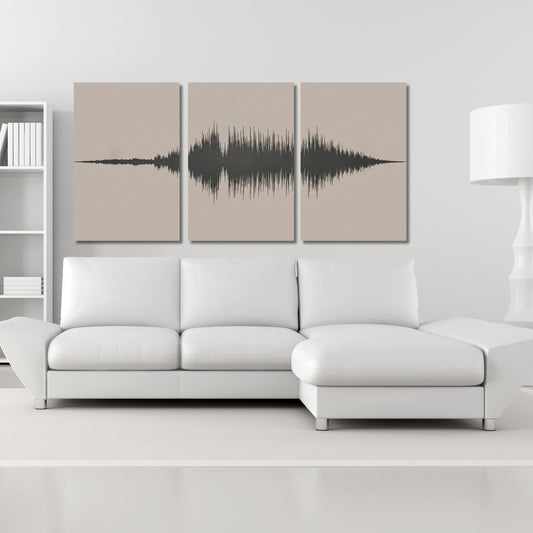 Set of 3 Soundwave Canvas Wall Art Song Lyrics Unique Music Gift for Home Decor, Audio Waveform Print art Personalized with your chosen song