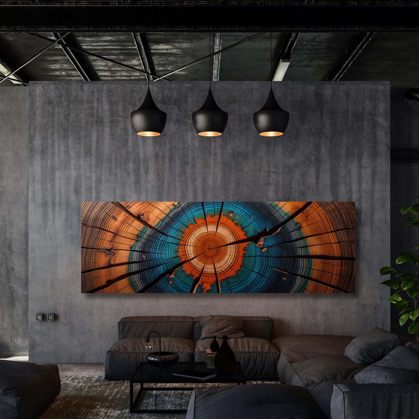 Panoramic Tree Rings Canvas Art: Elegant Natural Wall Decor