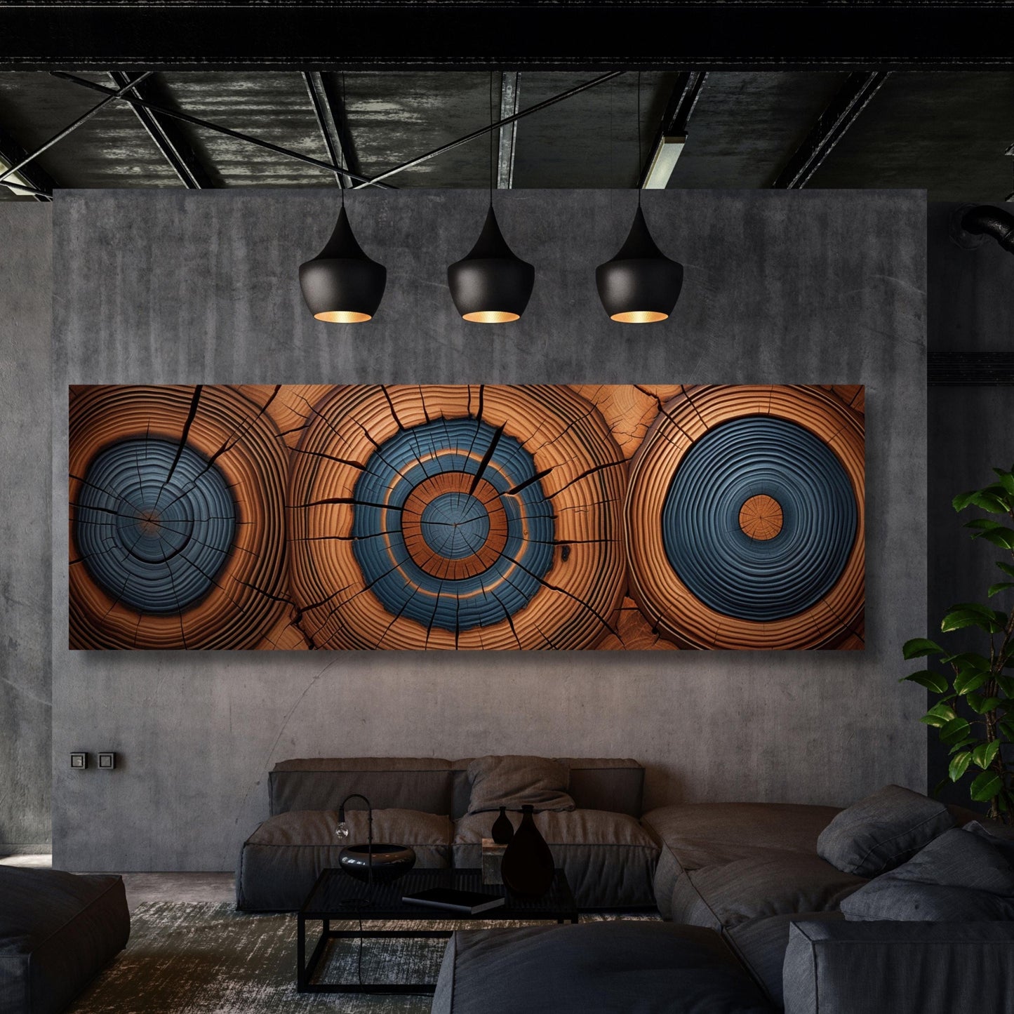 Panoramic Tree Rings Canvas Art: Natural Wood Print