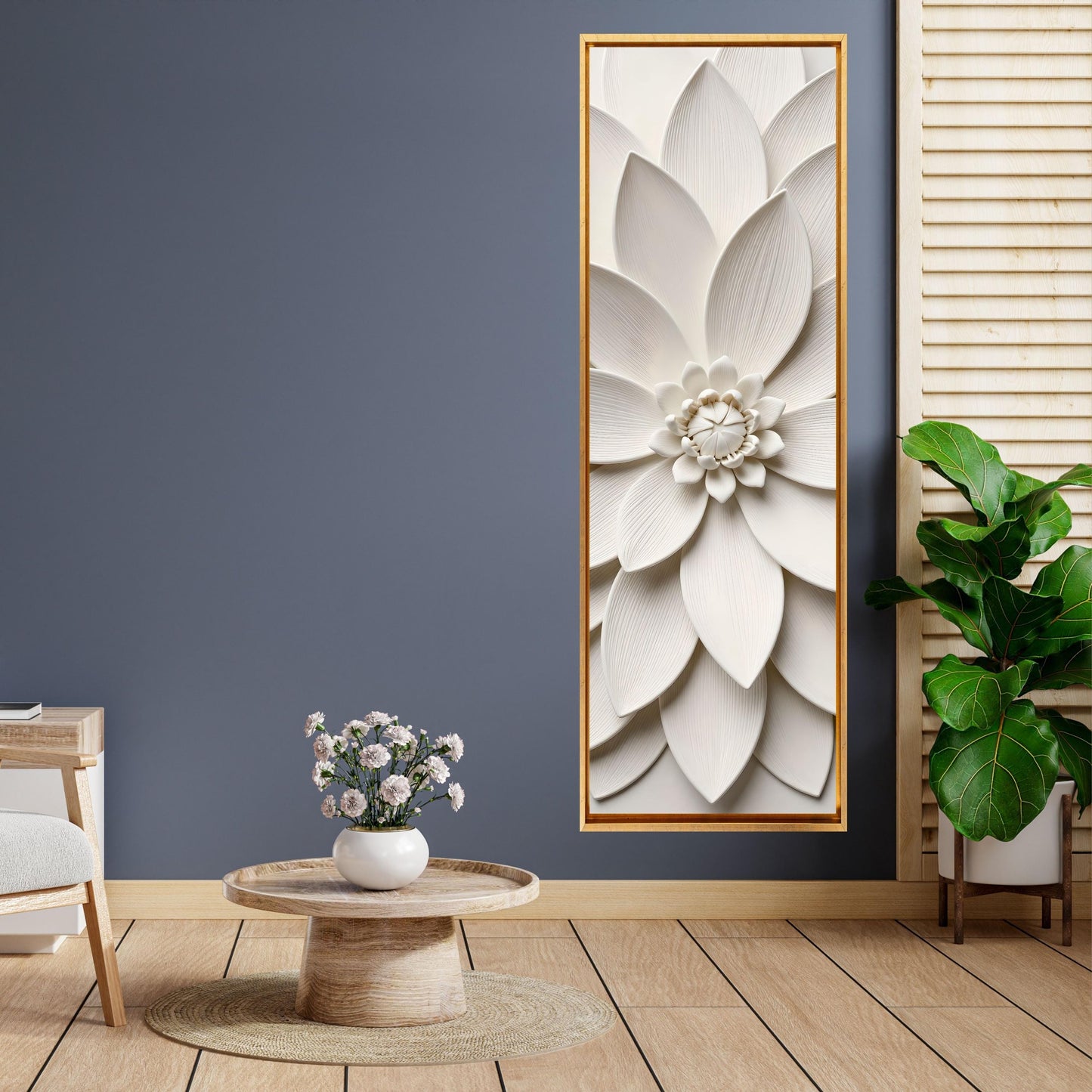 Long Narrow Canvas Wall Art Vertical Nature Print Tall Modern Tree or Mountain Wall Decor for Hallway, Entryway or Small Space Styling Print