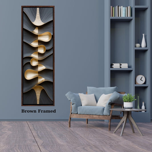 Tree Rings Long Narrow Canvas – Rustic Wood Texture Print Wall Art for Hallway or Above Bed – Natural Earth Tone Print for Modern or Cabin