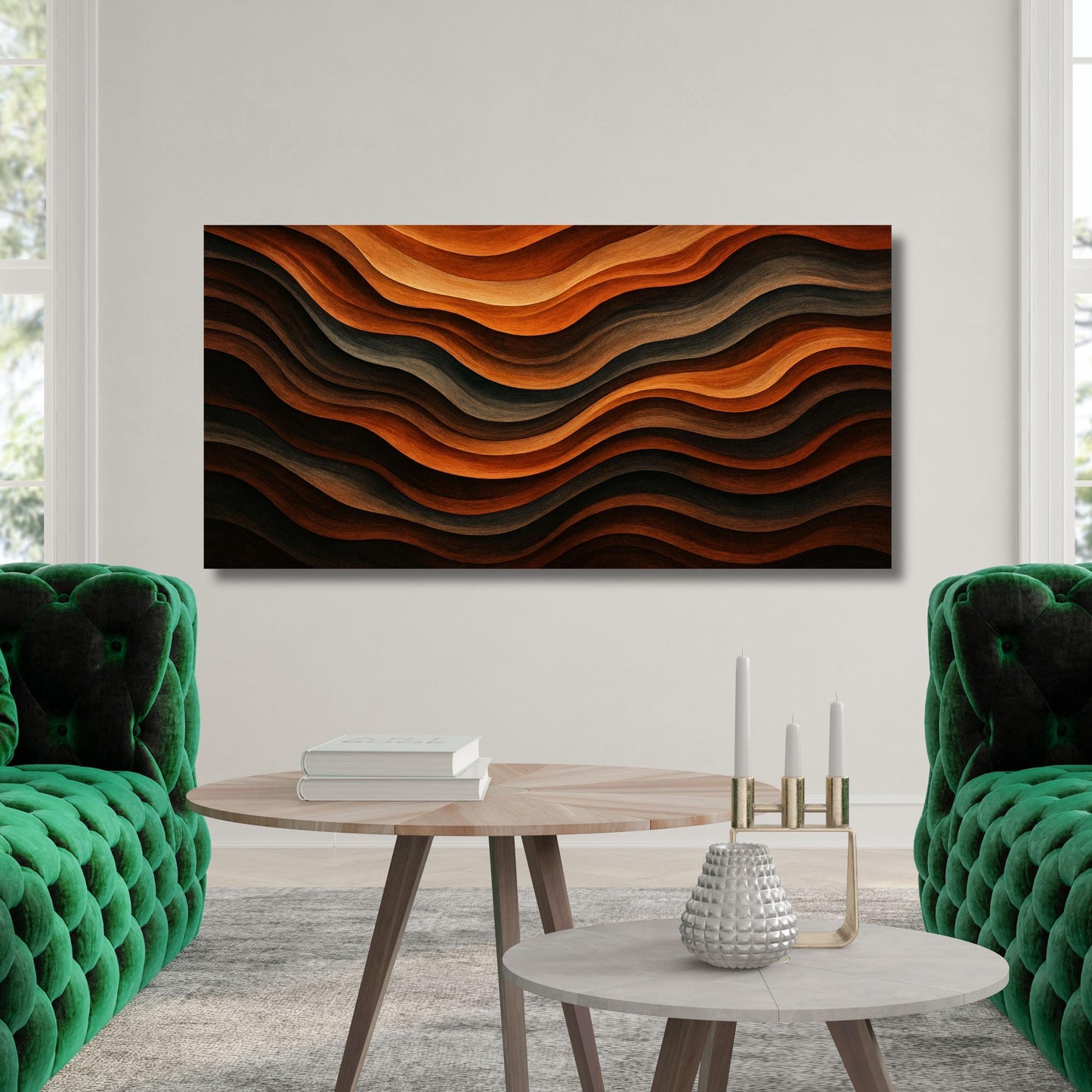 Tree Rings Canvas Wall Art Abstract Waves canvas Wall Art Natural Wood Texture painting print Rustic Wall Hangs