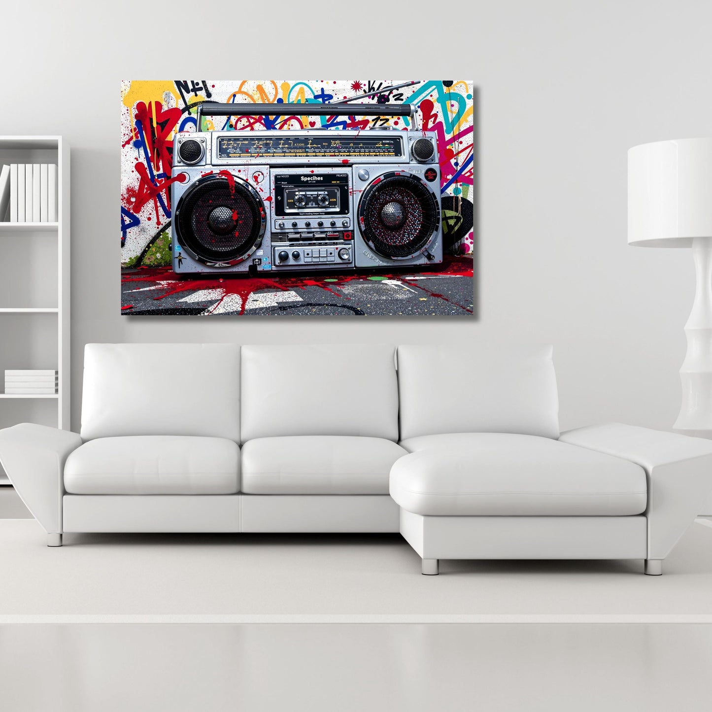 Banksy Cassette Player Canvas Print: Retro 80s Music Wall Art