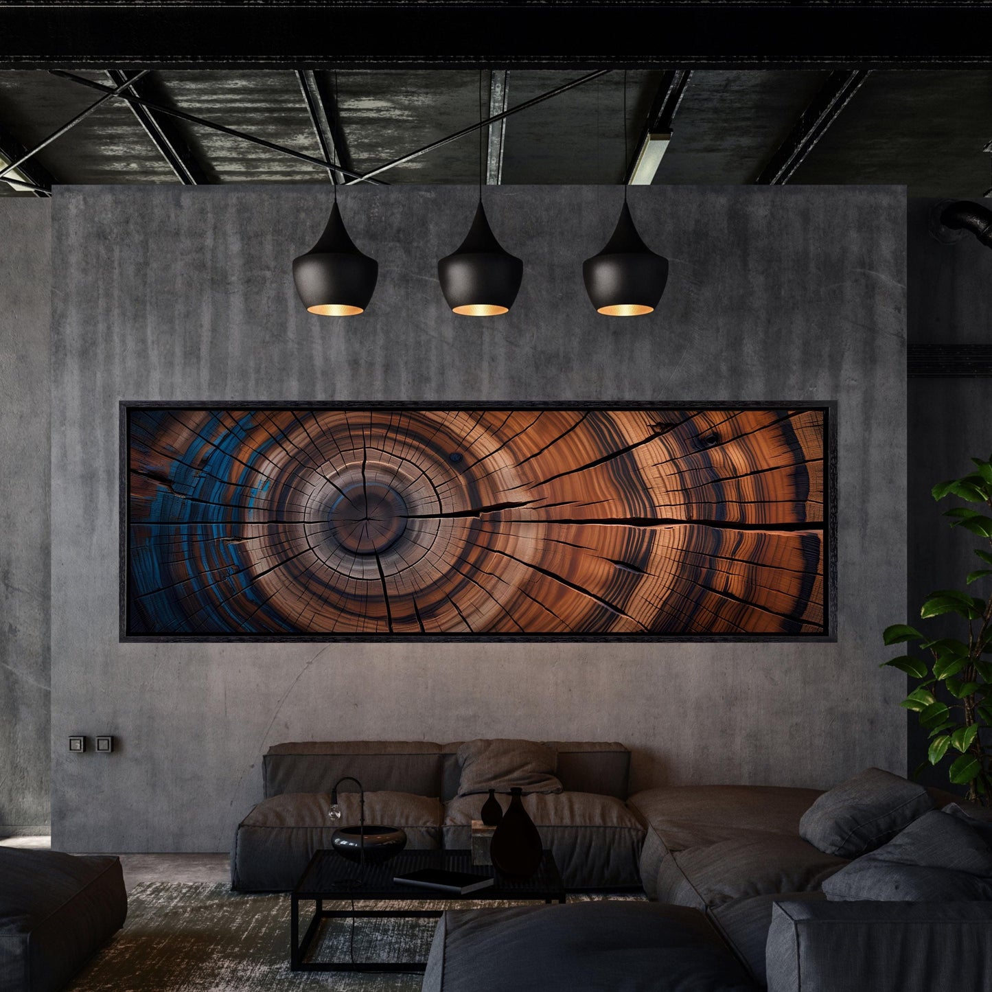 Panoramic Tree Rings Canvas Wall Art Elegant Natural Wall Art Great Design Solution for Echo Tree Ring Print of stump, Tree ring Canvas art