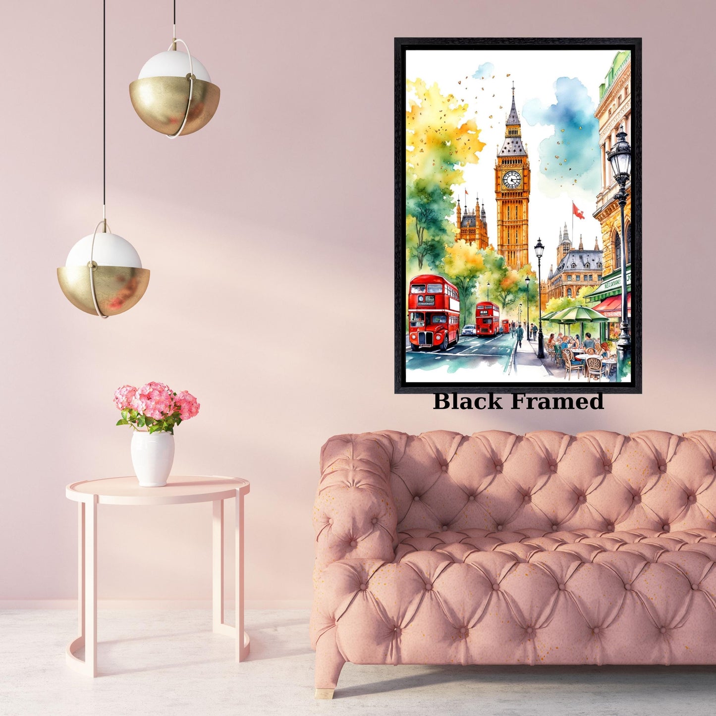 Big Ben Watercolor Canvas Print, London Cityscape Wall Art