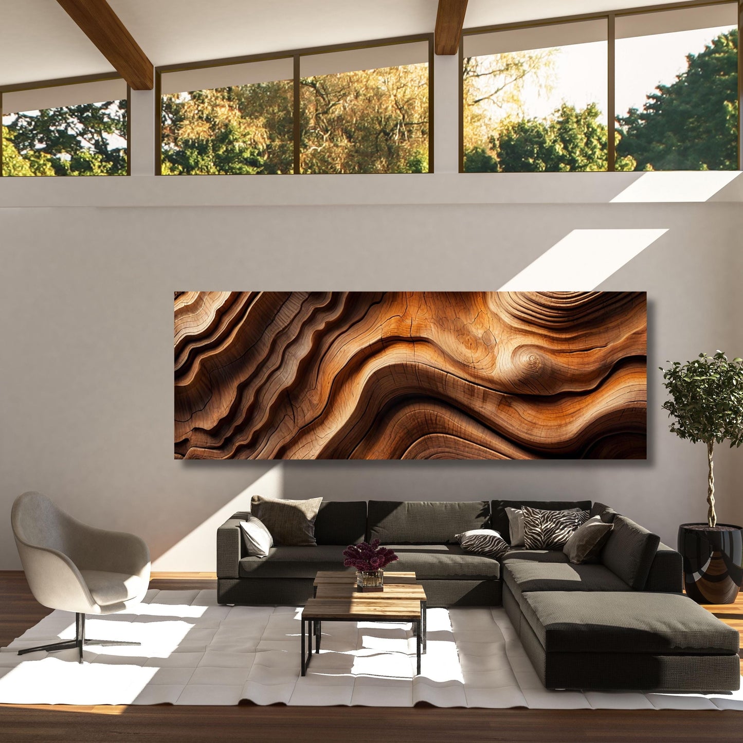 Tree Ring Canvas Wall Art Natural Wood Texture Print Rustic Tree Stump Artwork Modern Earthy Decor for Living Room or Office Wall