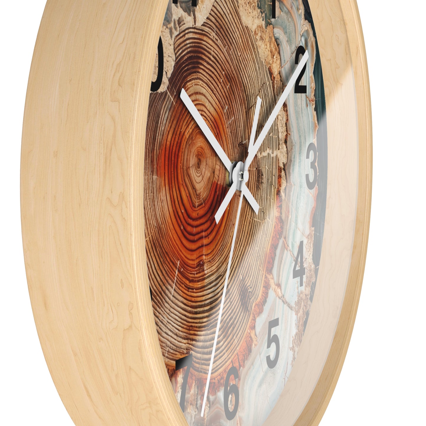 Agate Slice Tree Ring Wall Clock | Wood Grain Geode Home Decor