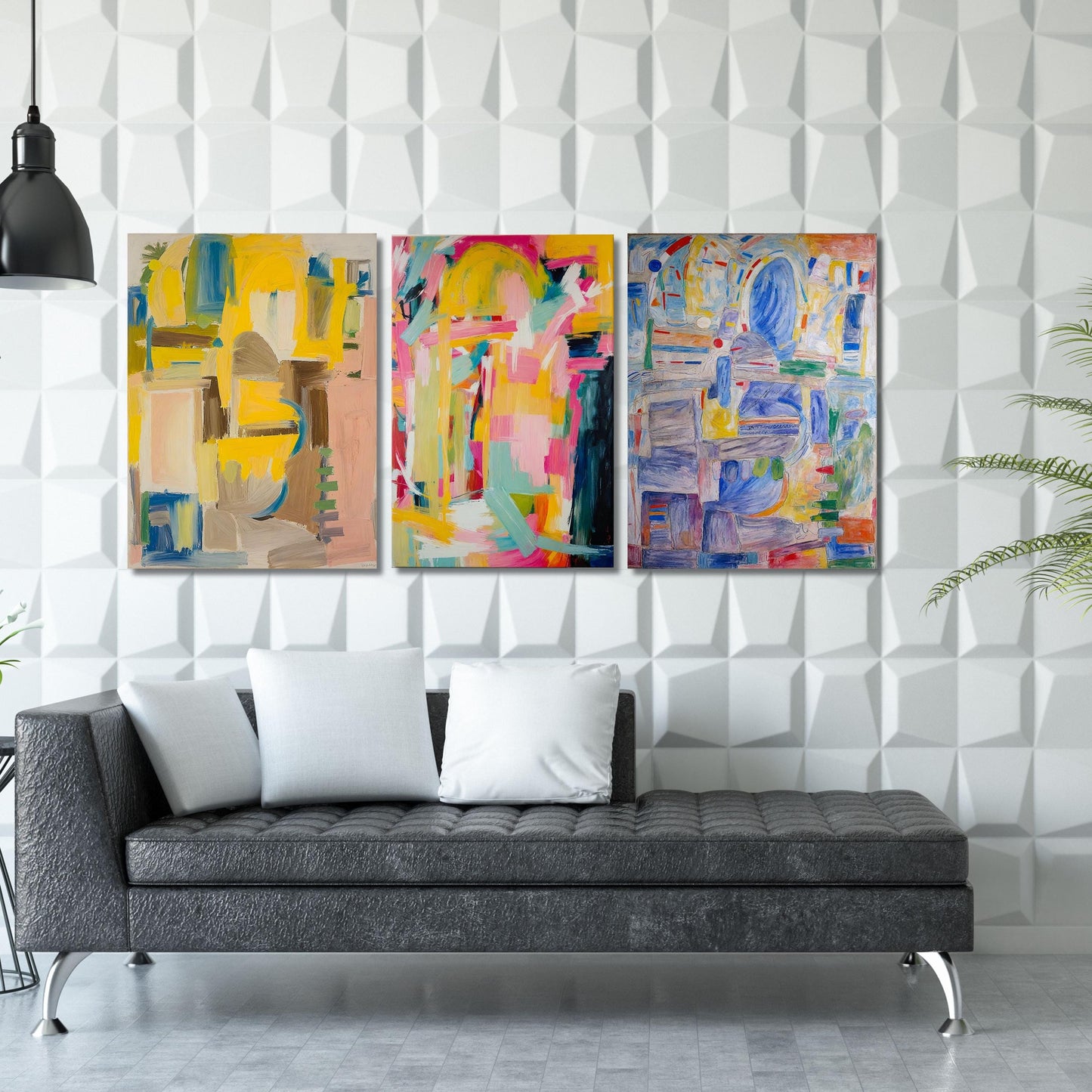 Set of 3 Willem Kooning style Canvas Wall Art Abstract Poster Art Fun Office Decor Abstract Poster Art Exhibition Abstract Market Wall Art