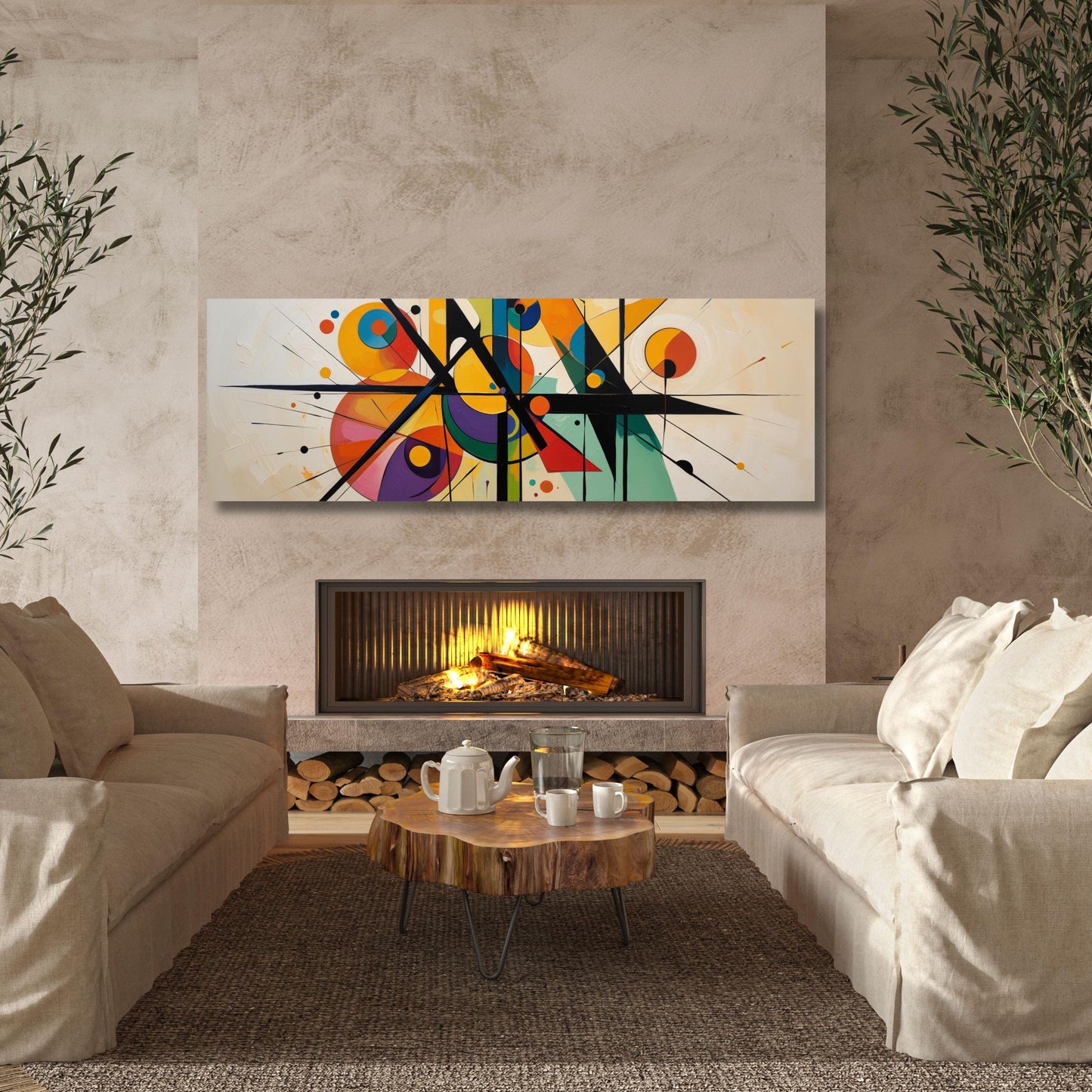 Kandinsky Style Geometric Canvas Art, Gallery Exhibition Print