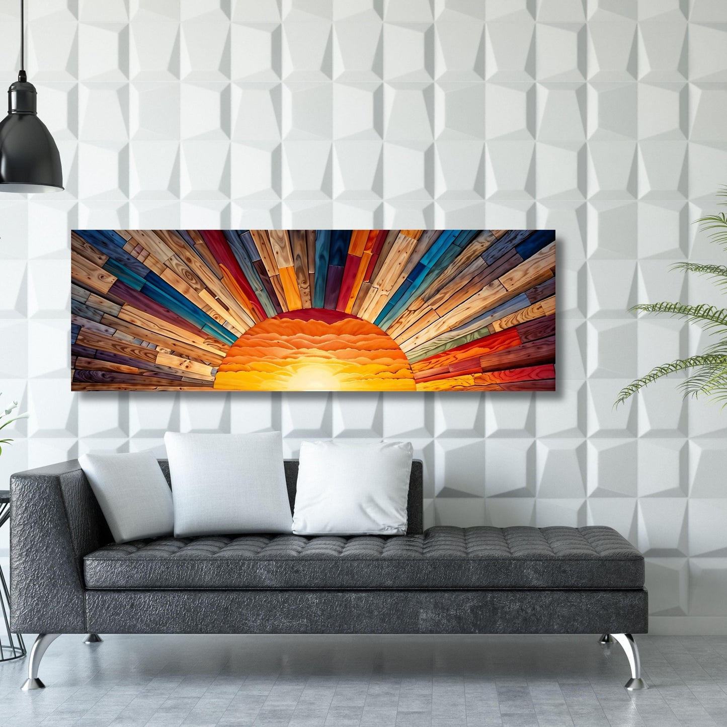 Sunrise Wood Look Wall Art Above Bed Decor Print Canvas Wood Long Sunlight Bedroom Wall Hanging Sunrise Sun Canvas Wall Office Print gift