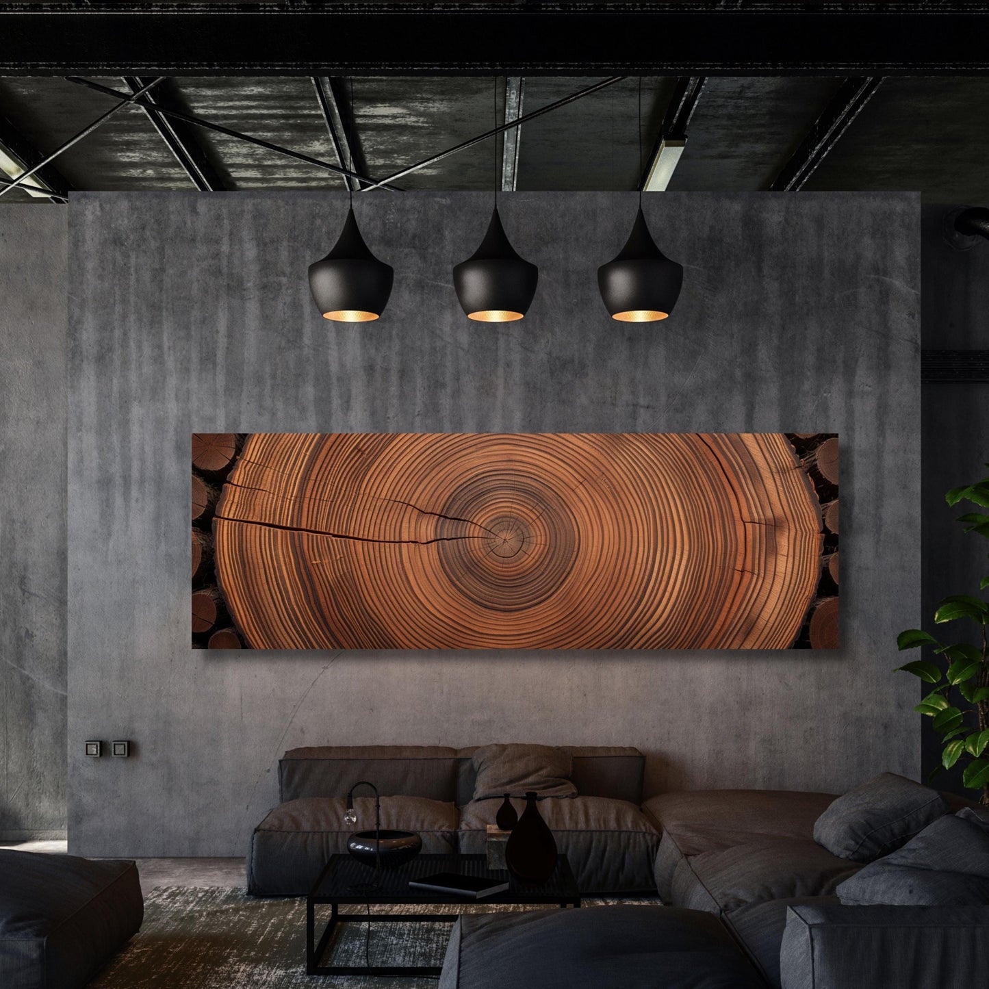 Panoramic Tree Ring Canvas Art: Elegant Natural Home Decor