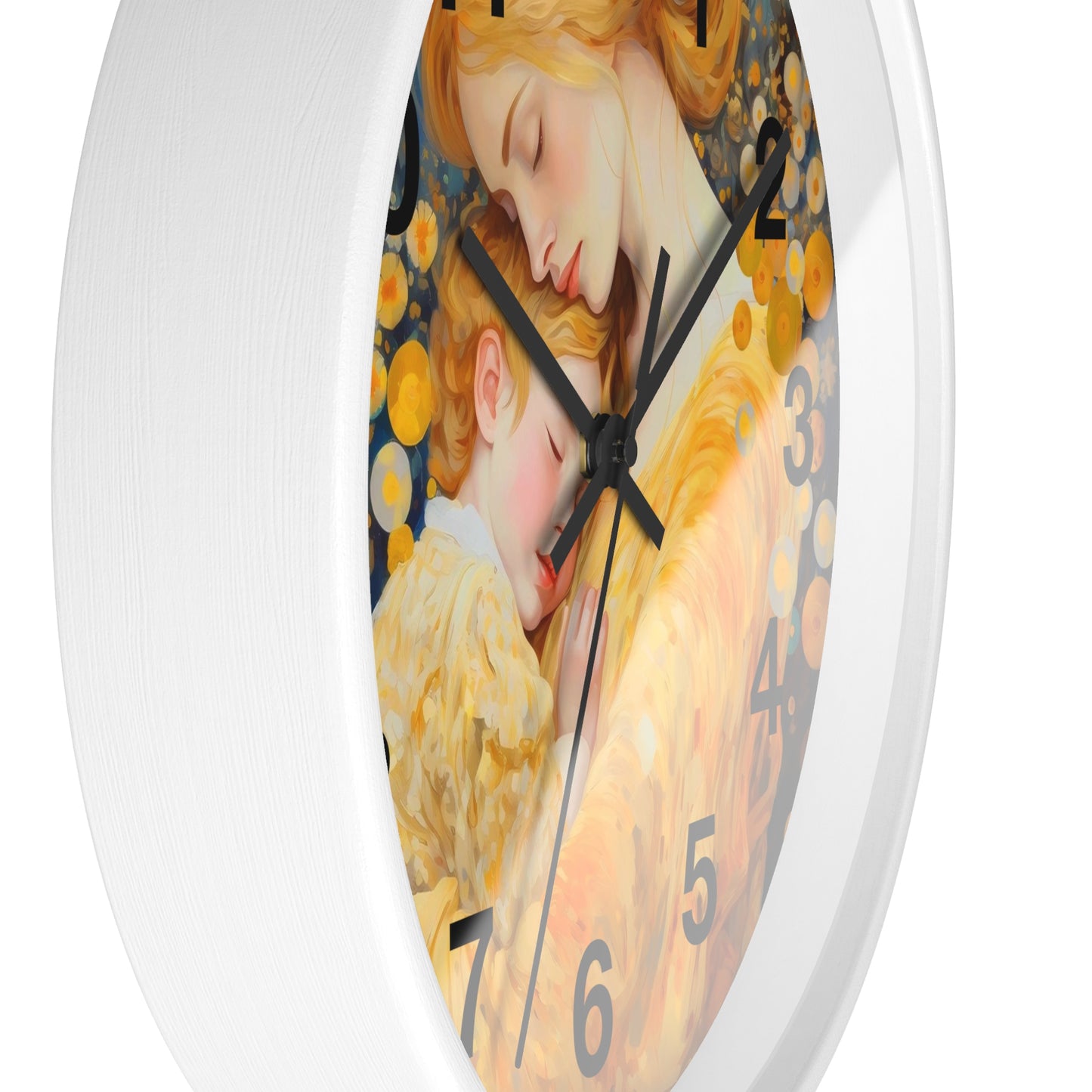 Mother and Child Illustration Wall Clock | Golden Art Nursery Decor