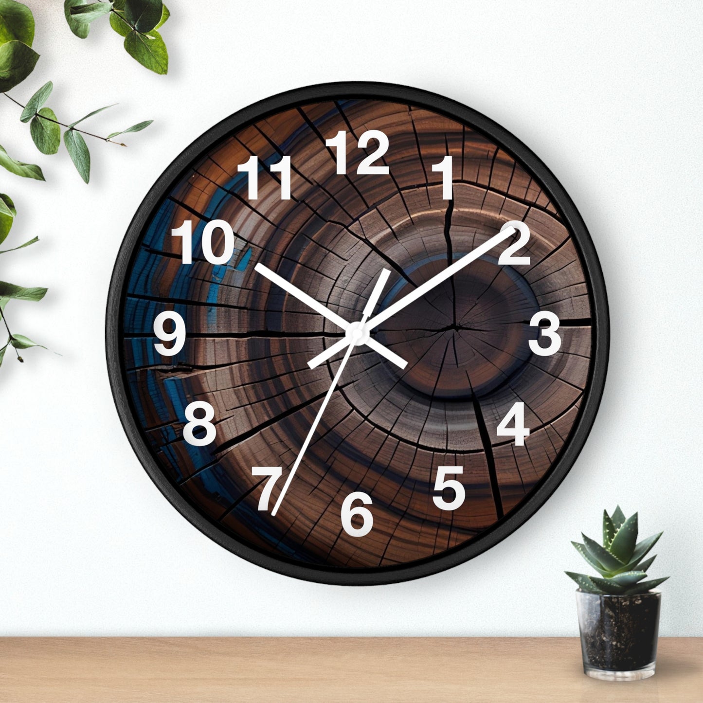 Wood Grain Target Clock wall clock | Rustic Tree Ring Design, Modern Numerals