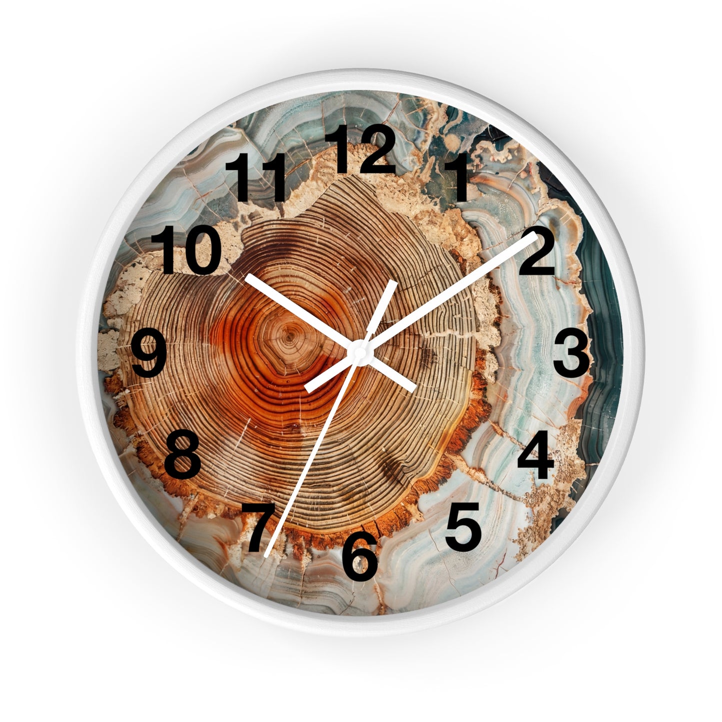 Agate Slice Tree Ring Wall Clock | Wood Grain Geode Home Decor