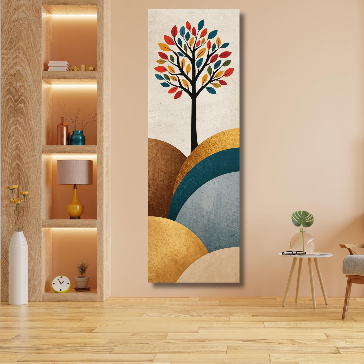 Long Narrow Canvas Wall Art Vertical Nature Print Tall Modern sun Tree or Mountain Wall Decor for Hallway,Entryway Small Space Styling Print
